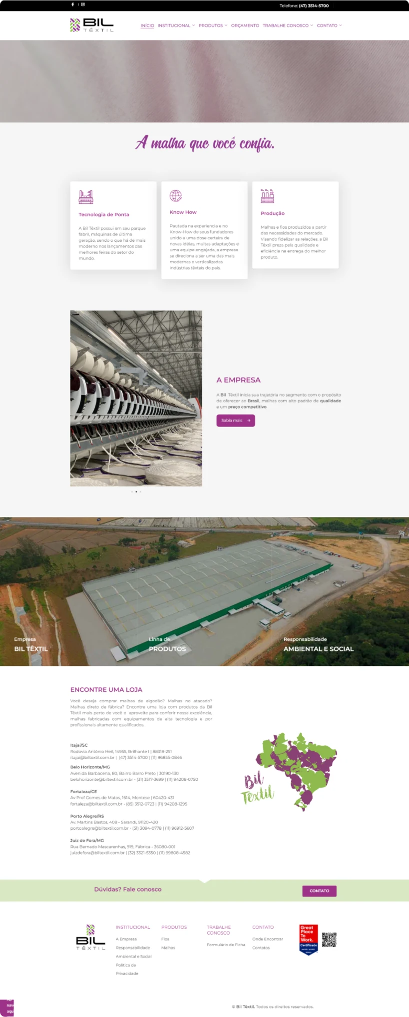 Site antigo BIL Têxtil